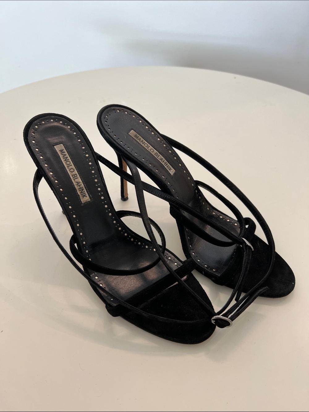 Manolo Blahnik Black Strappy Stiletto Heels